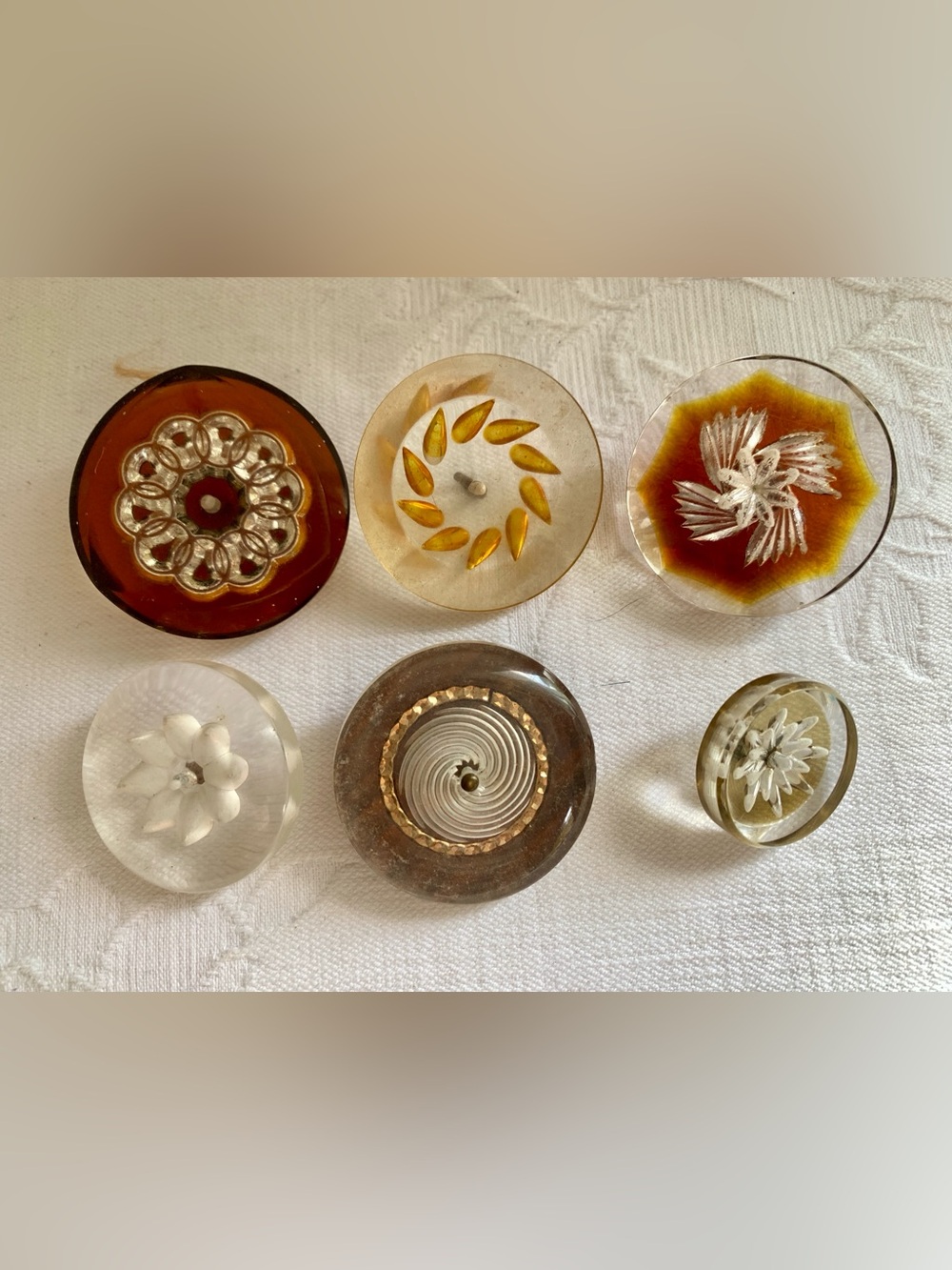 Vintage Lucite Button Lot Of 6